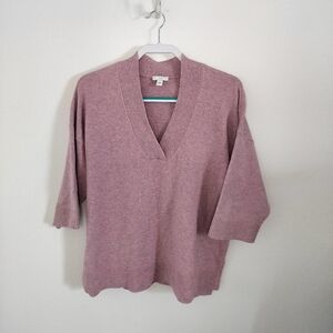 J Jill V-Neck 3/4 sleeve‎ pullover sweater Mauve Size S Cottagecore Boho Casual